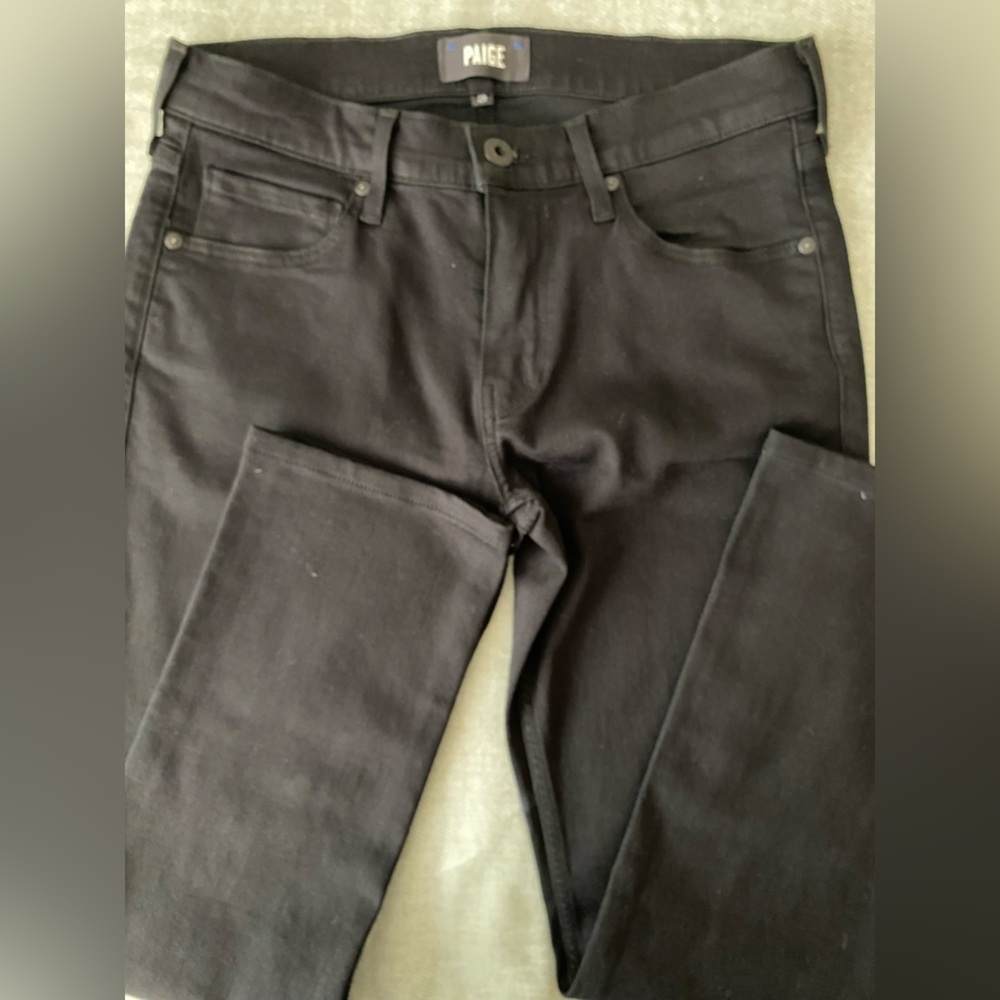 PAIGE Black Straight Leg Jeans